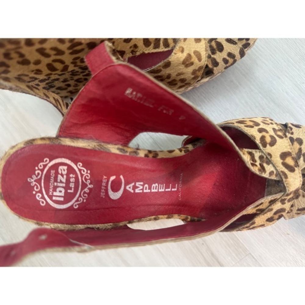 Jeffrey Campbell Ibiza Leopard Print Pony Hair Platform Wedge Heels size 9 - Picture 3 of 5